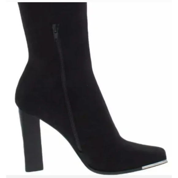 NEW STEVE MADDEN FEDORA BLACK WOMENS SQUARE TOE BLOCK HEEL KNEE-HIGH BOOTS - Picture 4 of 4